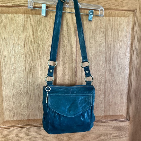 Fossil dark green, distressed look shoulder bag - Picture 2 of 5